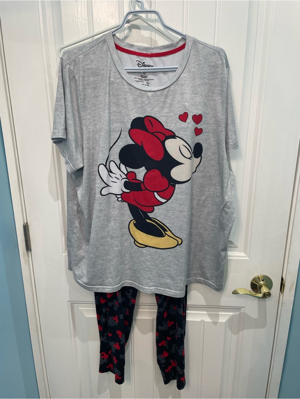 Plus size Disney  Minnie Mouse Gray & Red Pajama set